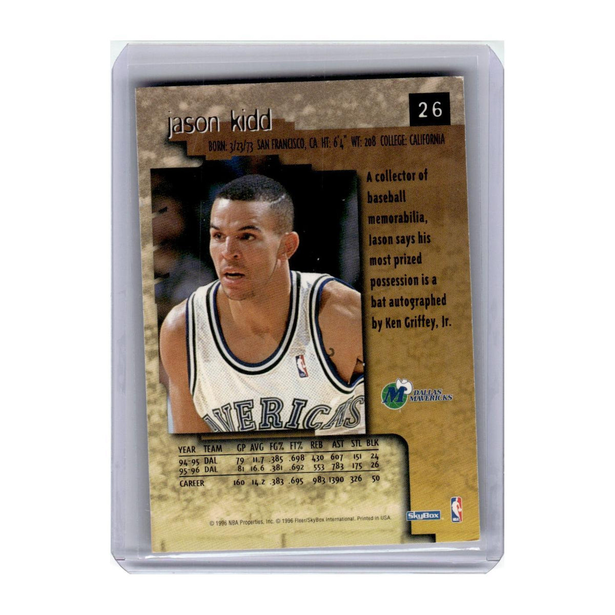 1996 SkyBox Premium Jason Kidd Mavericks #26