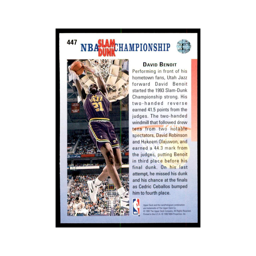 1992 Upper Deck David Benoit Basketball Cards #447