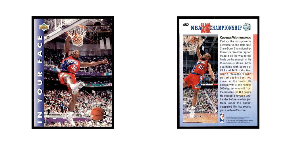1992 Upper Deck Clarence Weatherspoon Basketball Cards #452