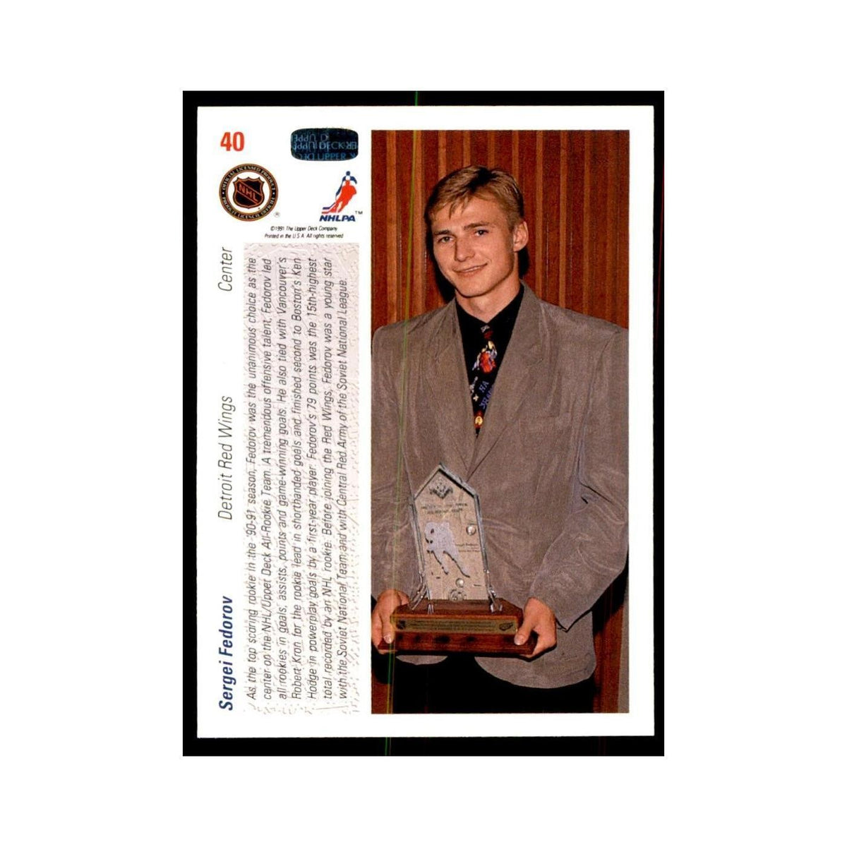 1991 Upper Deck Sergei Fedorov Hockey Cards #40