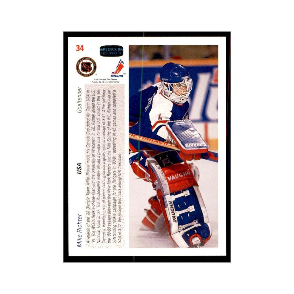 1991 Upper Deck Mike Richter Hockey Cards #34