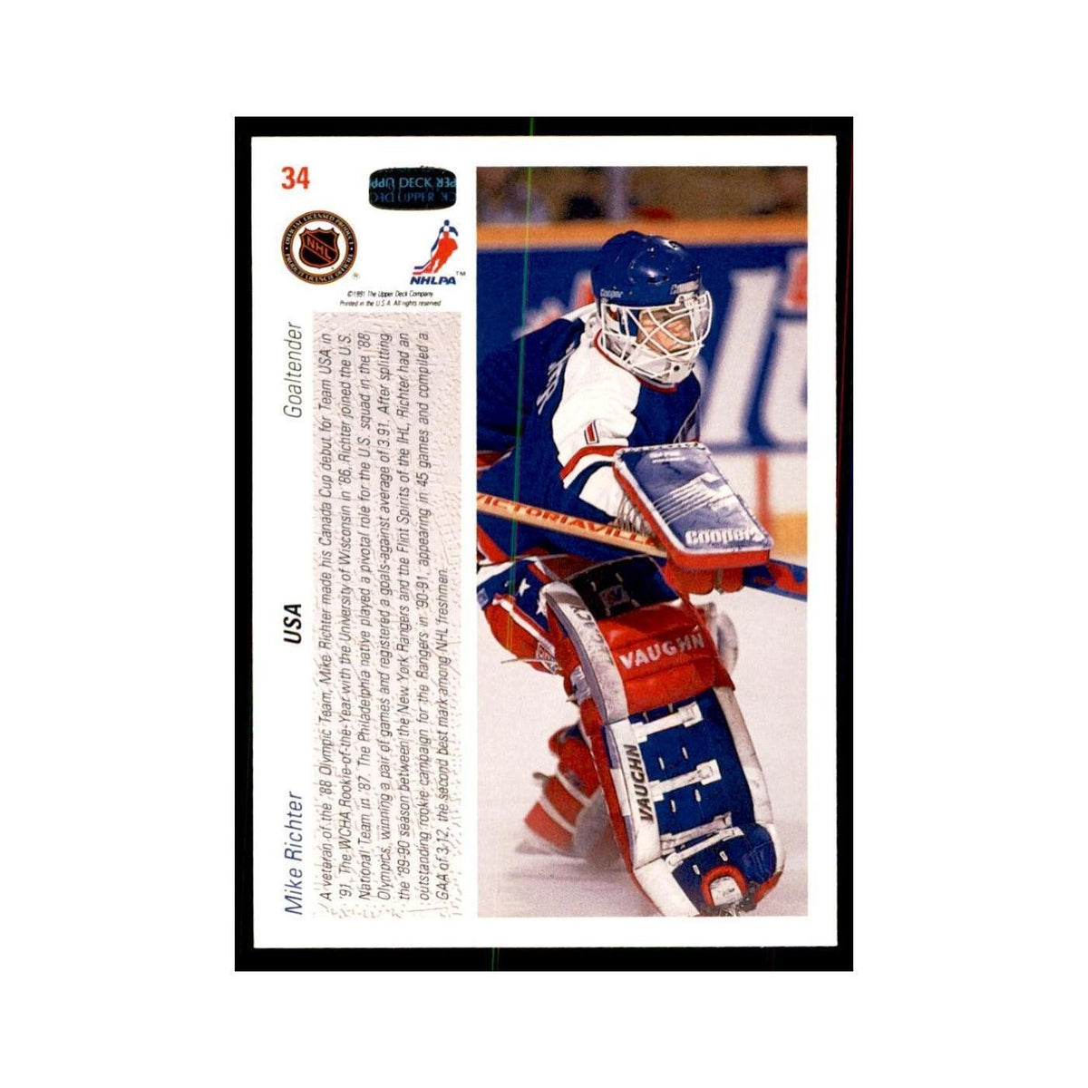 1991 Upper Deck Mike Richter Hockey Cards #34