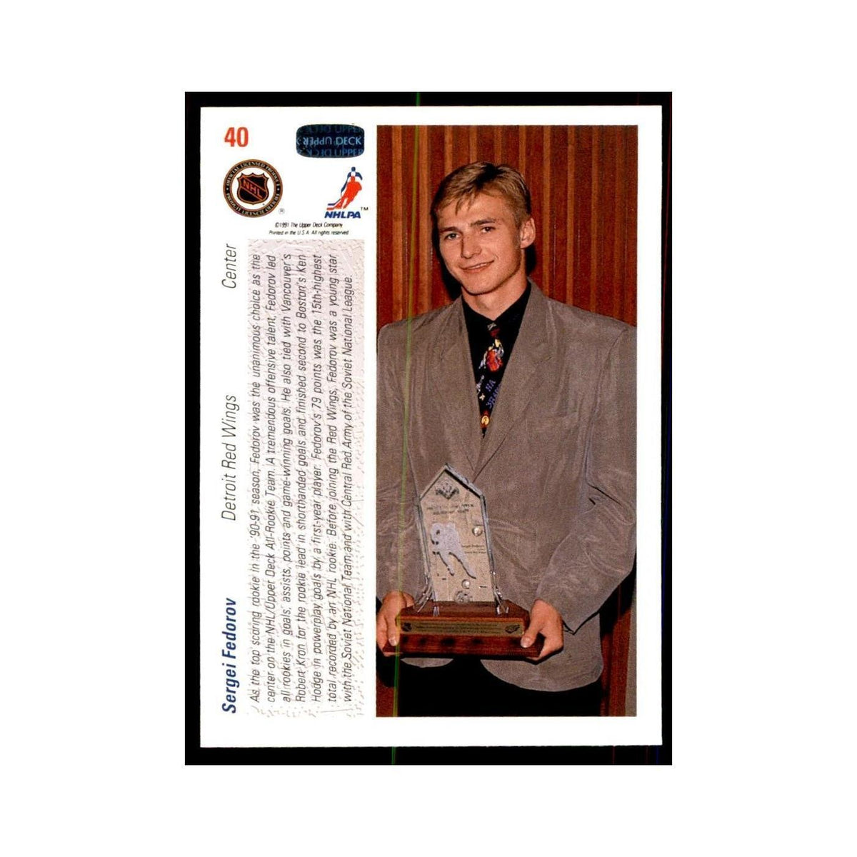 1991 Upper Deck Sergei Fedorov Hockey Cards #40