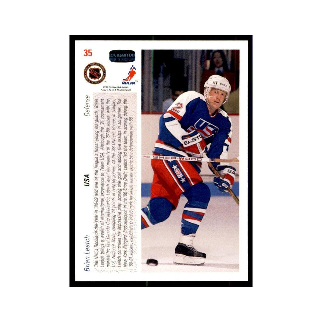 1991 Upper Deck Brian Leetch Hockey Cards #35