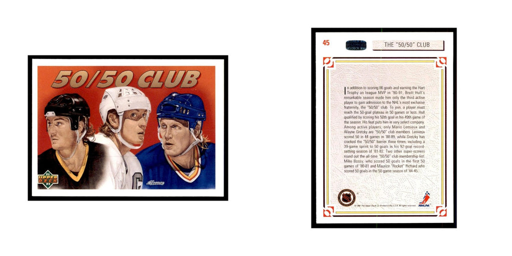 1991 Upper Deck Mario Lemieux/Wayne Gretzky/Brett Hull Hockey Cards #45