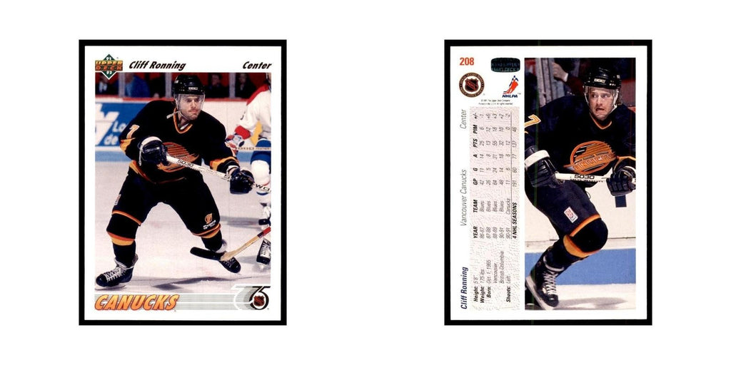 1991 Upper Deck Cliff Ronning Hockey Cards #208