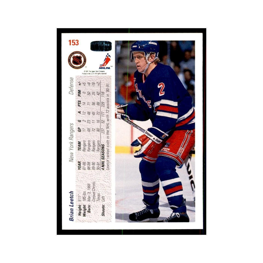 1991 Upper Deck Brian Leetch Hockey Cards #153