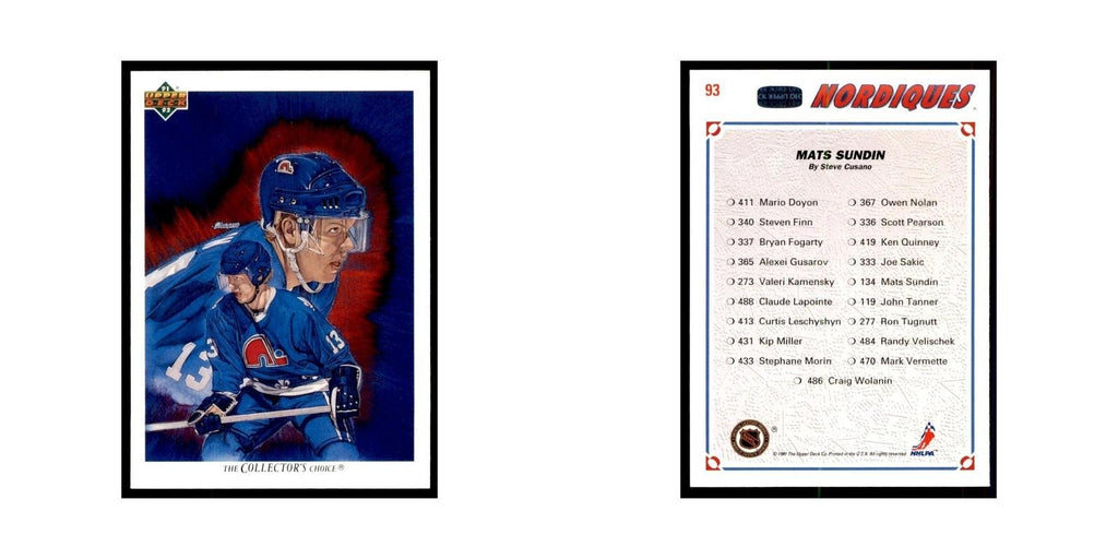 1991 Upper Deck Mats Sundin Hockey Cards #93