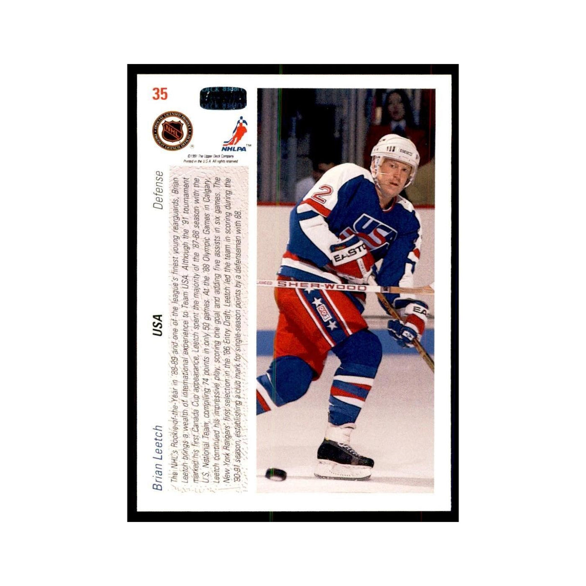 1991 Upper Deck Brian Leetch Hockey Cards #35