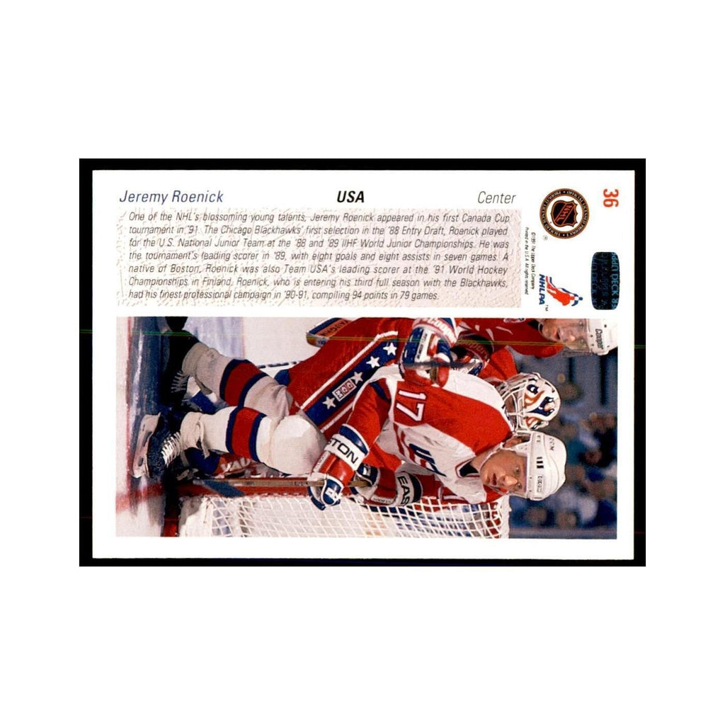1991 Upper Deck Jeremy Roenick Hockey Cards #36