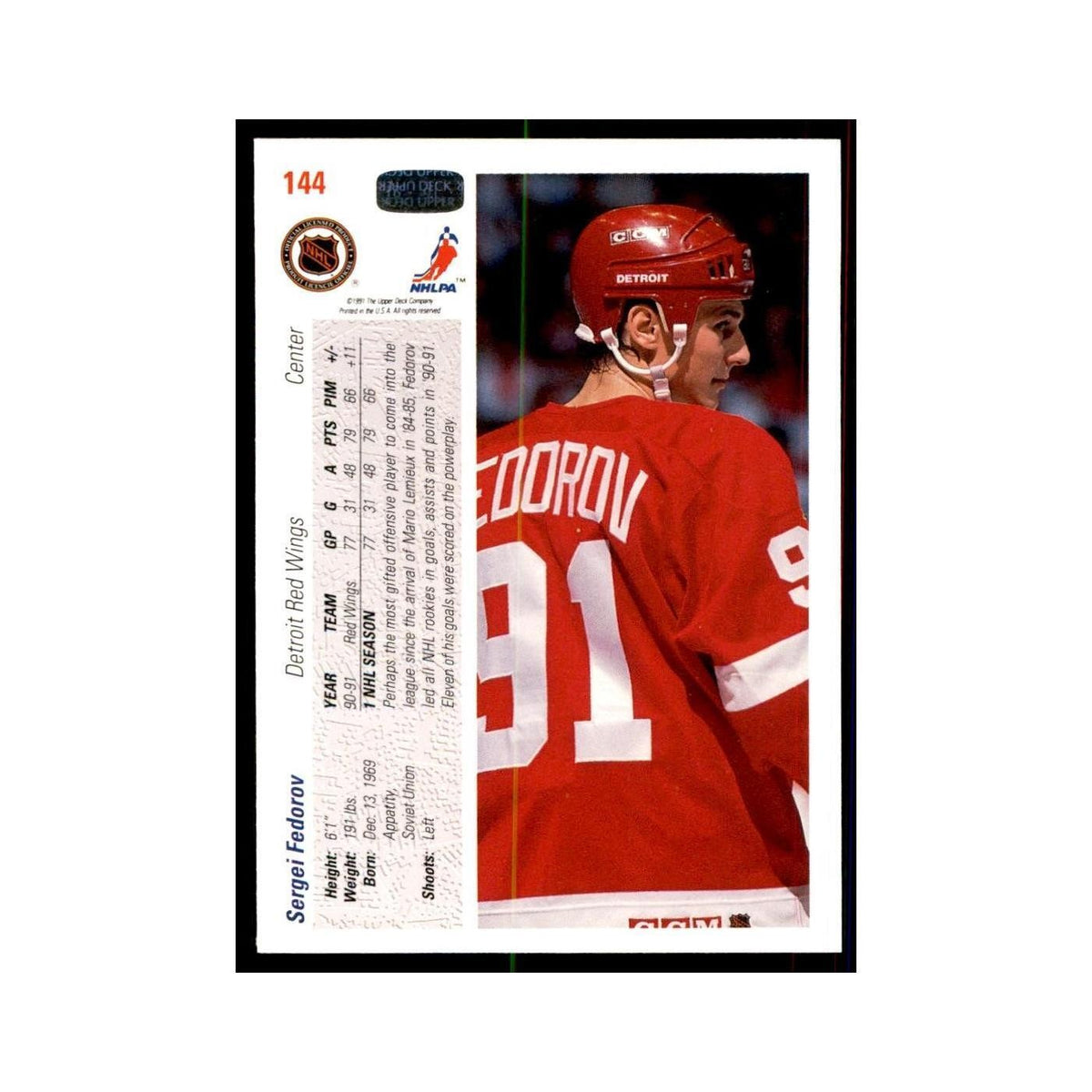 1991 Upper Deck Sergei Fedorov Hockey Cards #144