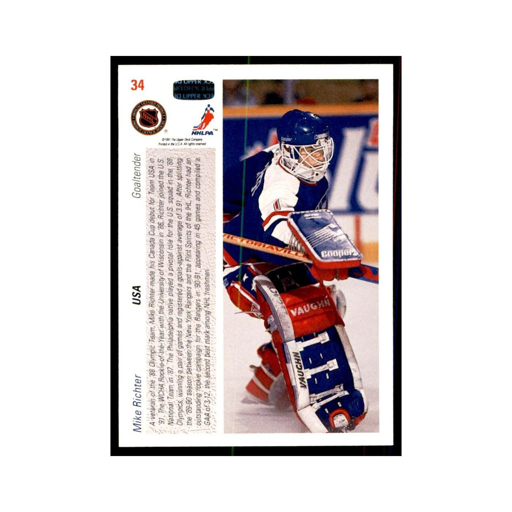 1991 Upper Deck Mike Richter Hockey Cards #34