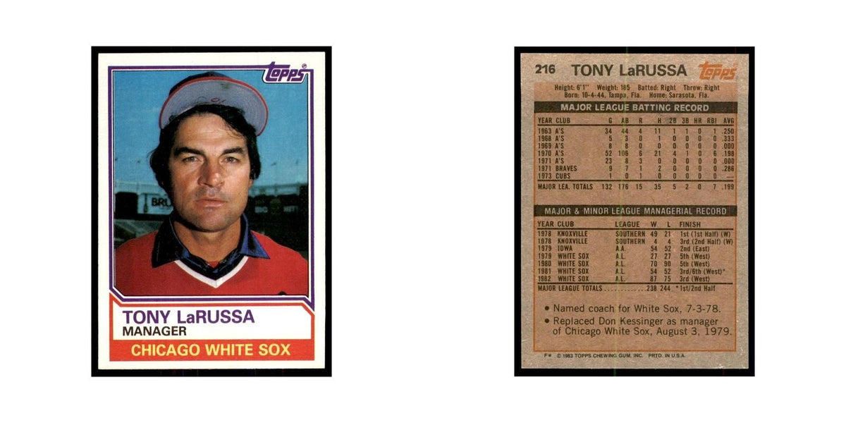 1983 Topps Tony LaRussa Baseball Cards #216