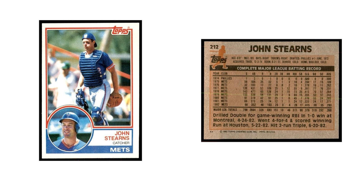 1983 Topps John Stearns Baseball Cards #212