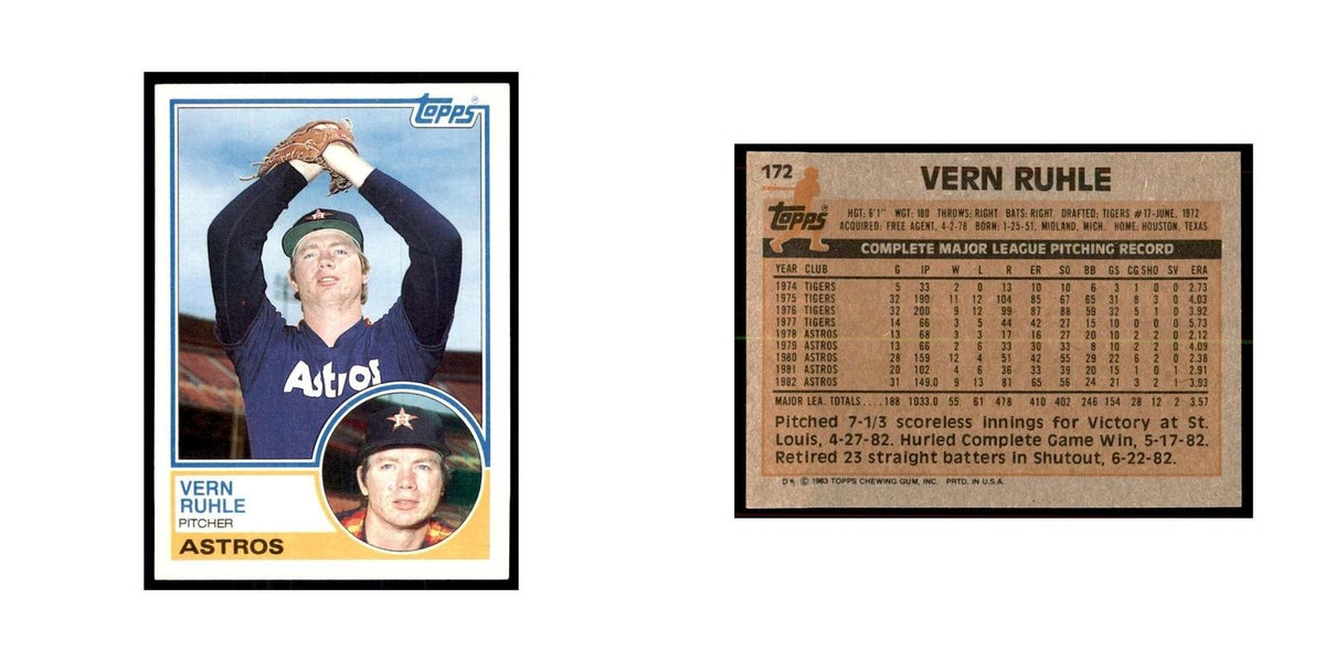 1983 Topps Vern Ruhle Baseball Cards #172