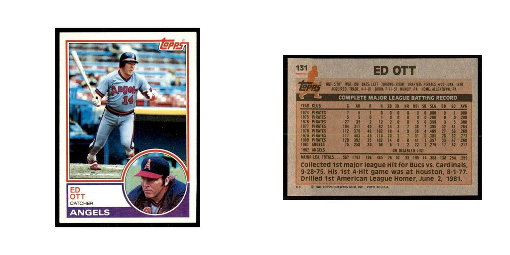 1983 Topps Ed Ott Baseball Cards #131