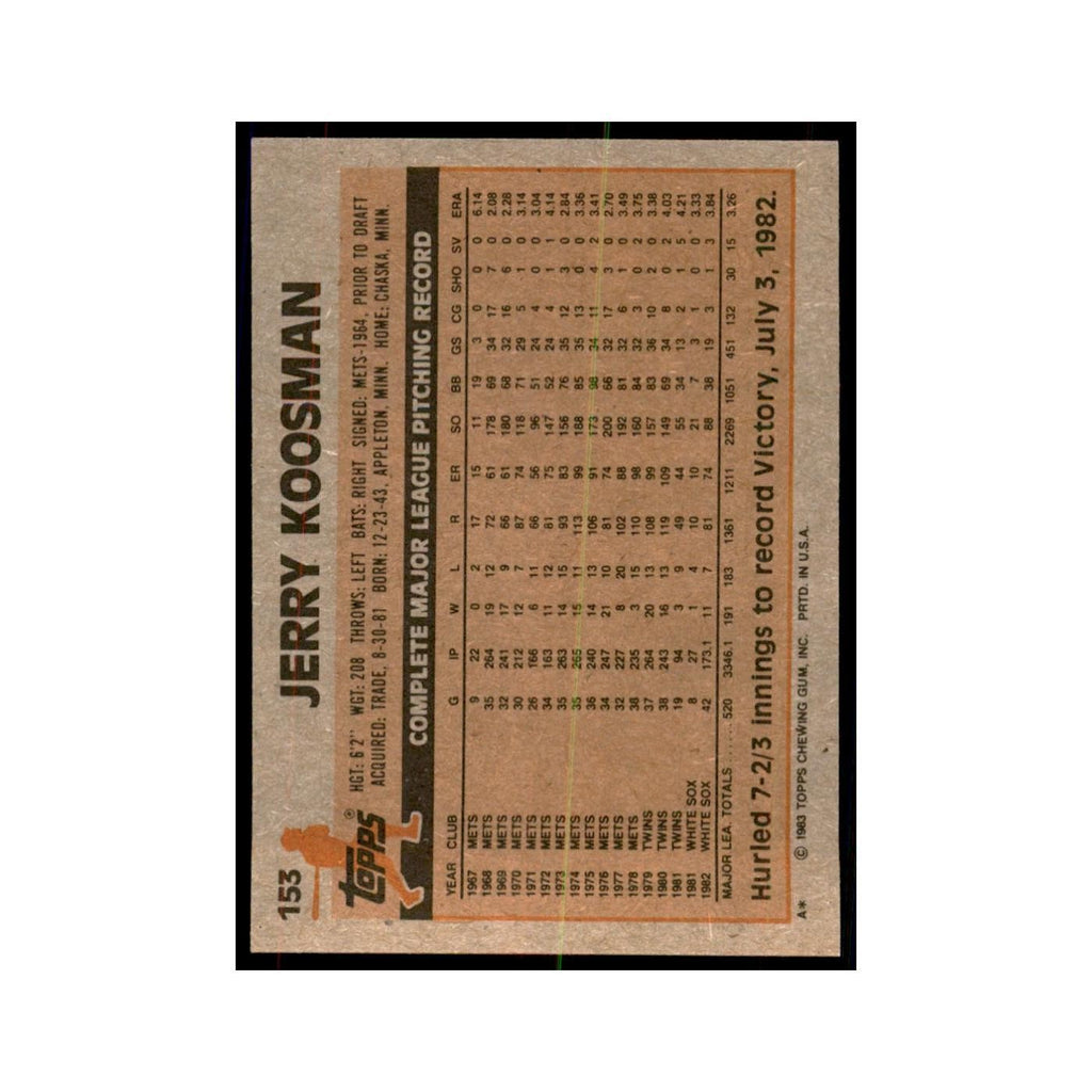 1983 Topps Jerry Koosman Baseball Cards #153