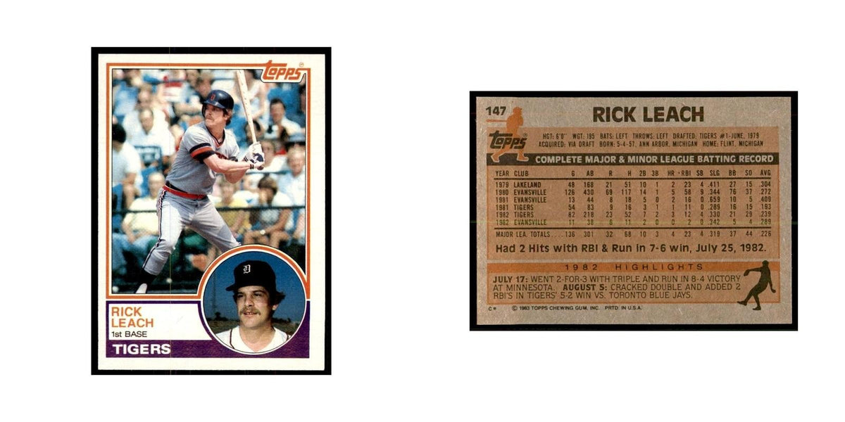 1983 Topps Rick Leach Baseball Cards #147