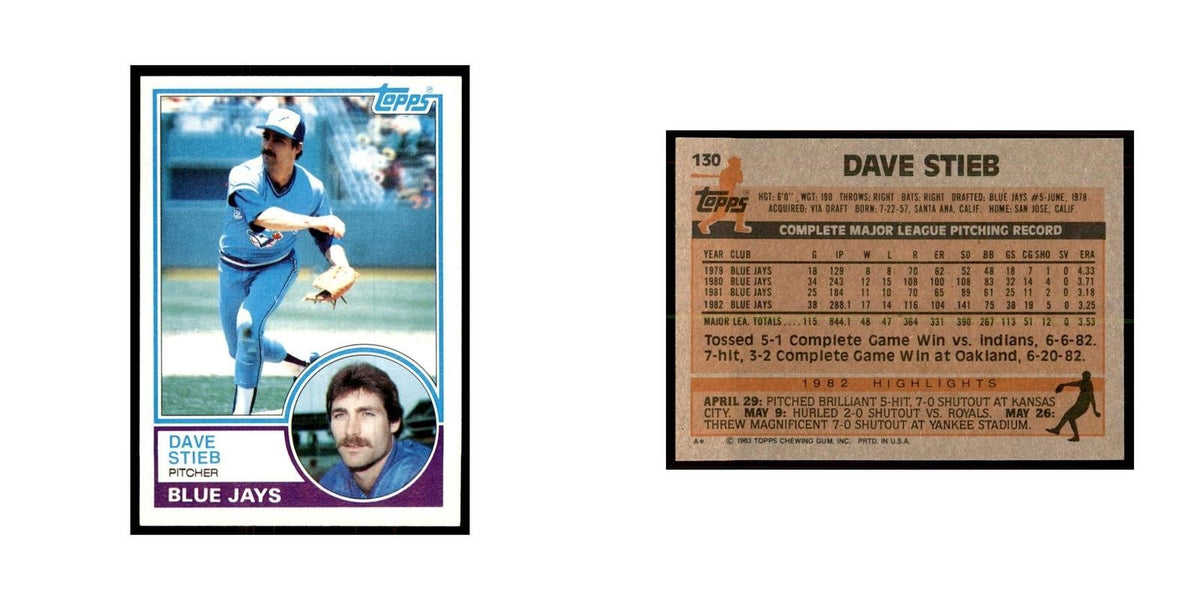 1983 Topps Dave Stieb Baseball Cards #130