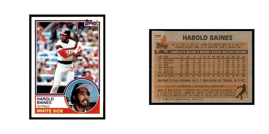 1983 Topps Harold Baines Baseball Cards #177