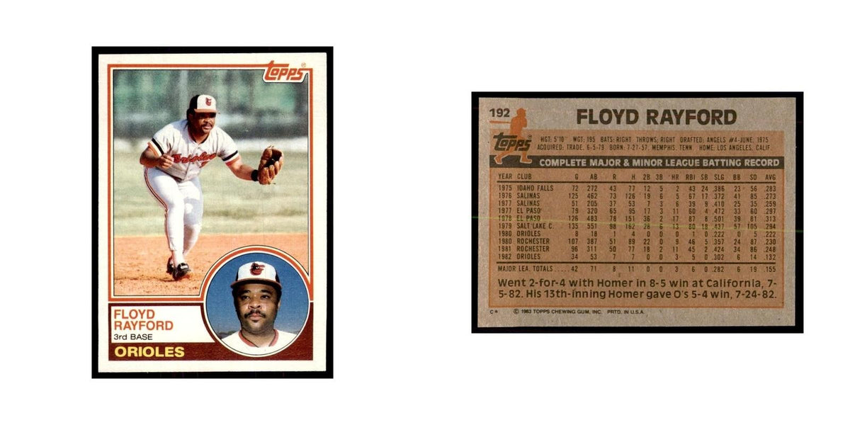 1983 Topps Floyd Rayford Baseball Cards #192