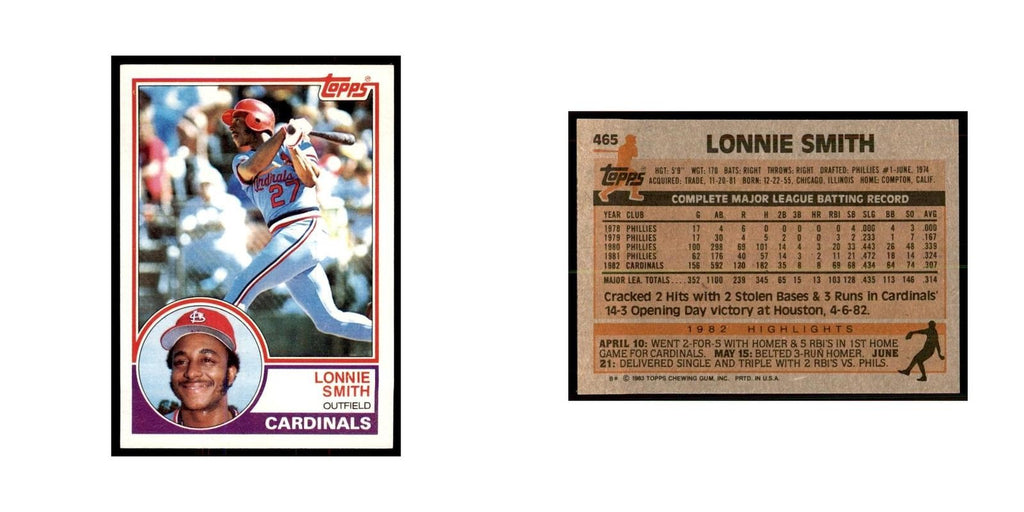 1983 Topps Lonnie Smith Baseball Cards #465