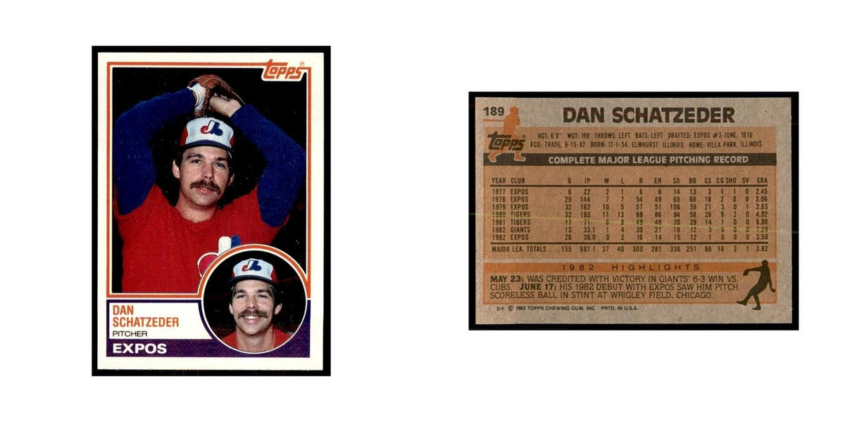 1983 Topps Dan Schatzeder Baseball Cards #189
