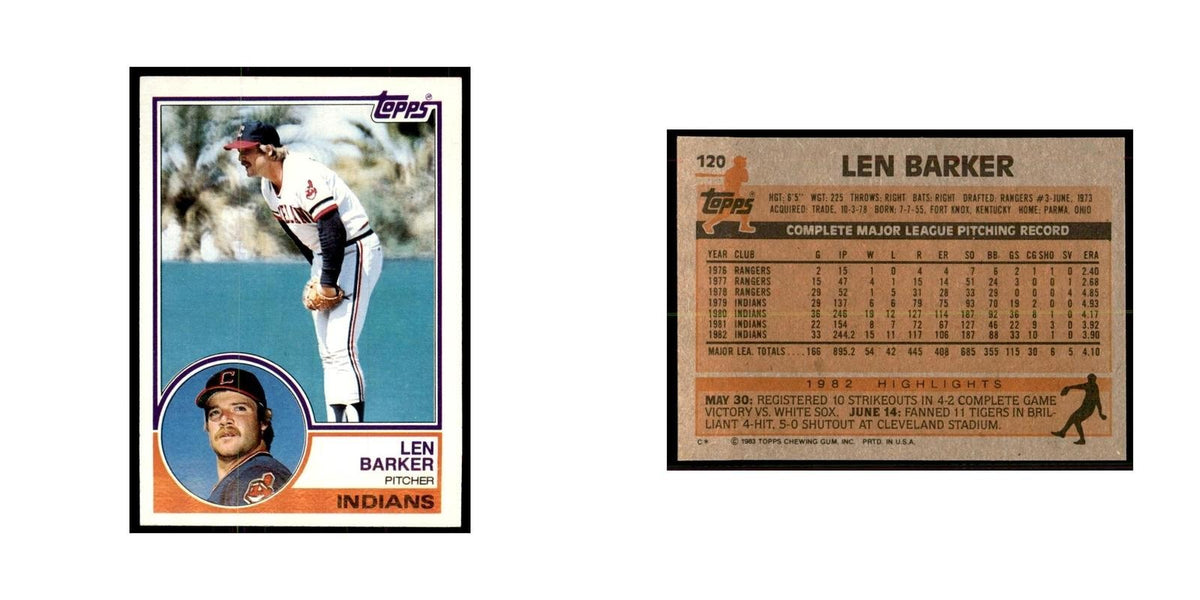 1983 Topps Len Barker Baseball Cards #120