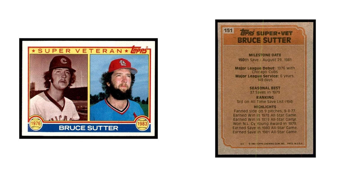 1983 Topps Bruce Sutter Baseball Cards #151