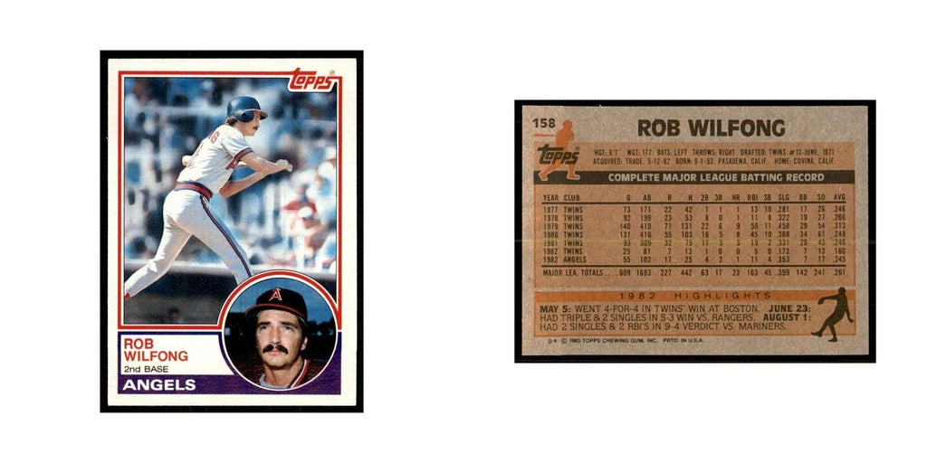 1983 Topps Rob Wilfong Baseball Cards #158