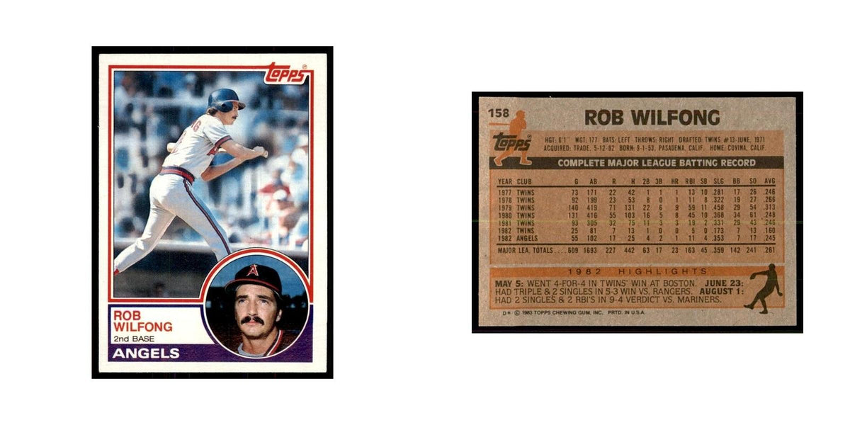 1983 Topps Rob Wilfong Baseball Cards #158