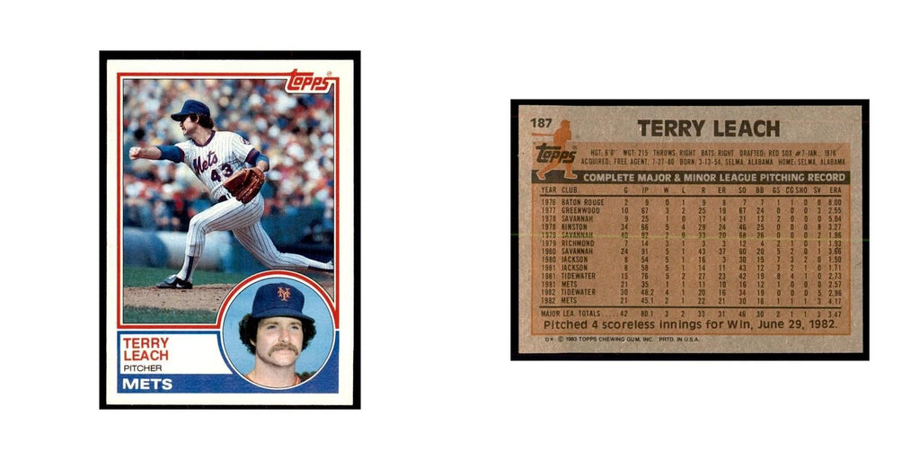 1983 Topps Terry Leach Baseball Cards #187