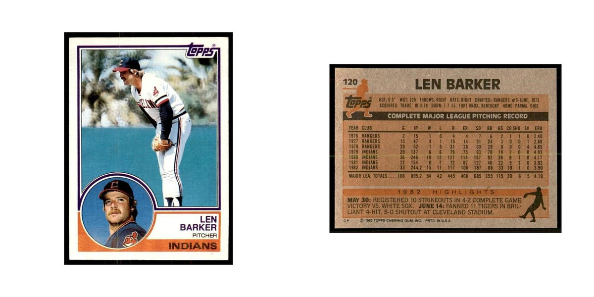 1983 Topps Len Barker Baseball Cards #120