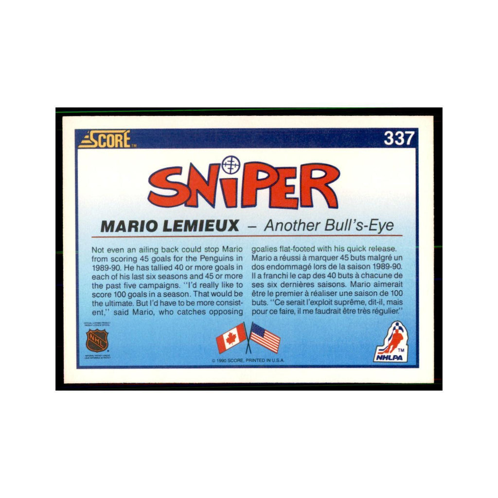 1990 Score Canadian Mario Lemieux Hockey Cards #337