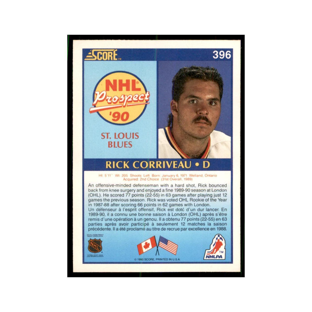1990 Score Canadian Rick Corriveau Hockey Cards #396