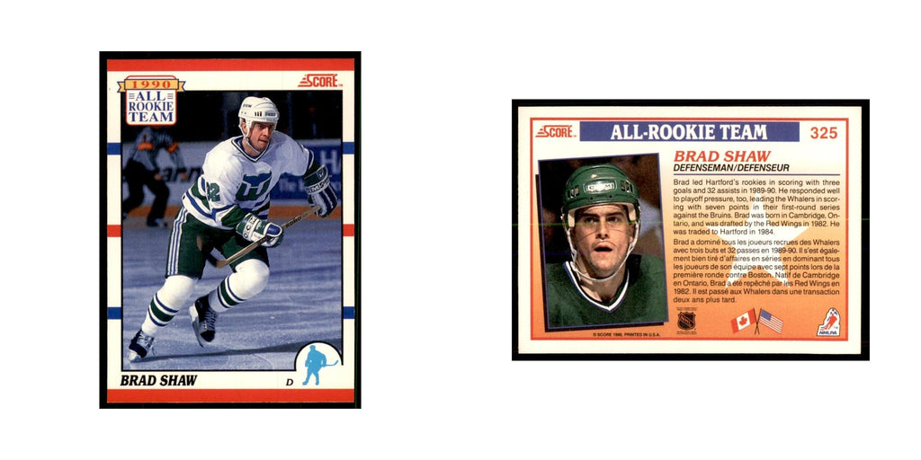 1990 Score Canadian Brad Shaw RC Hockey Cards #325
