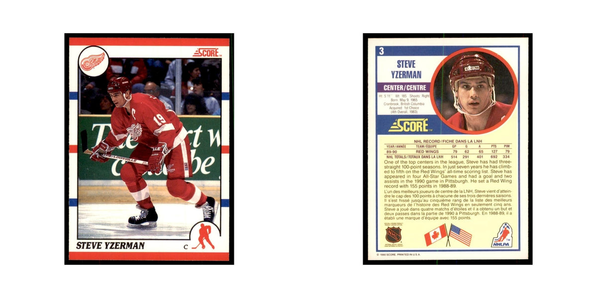 1990 Score Canadian Steve Yzerman Hockey Cards #3