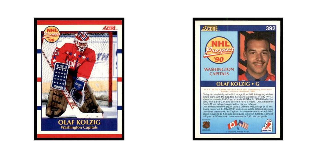 1990 Score Canadian Olaf Kolzig Hockey Cards #392