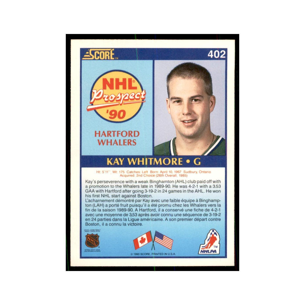 1990 Score Canadian Kay Whitmore Hockey Cards #402
