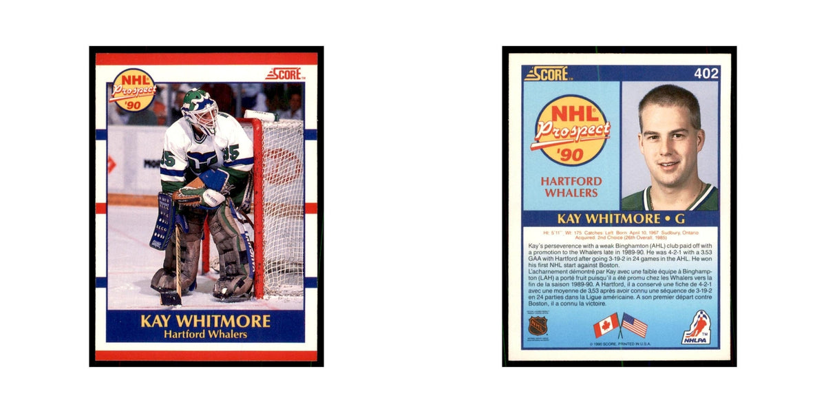 1990 Score Canadian Kay Whitmore Hockey Cards #402