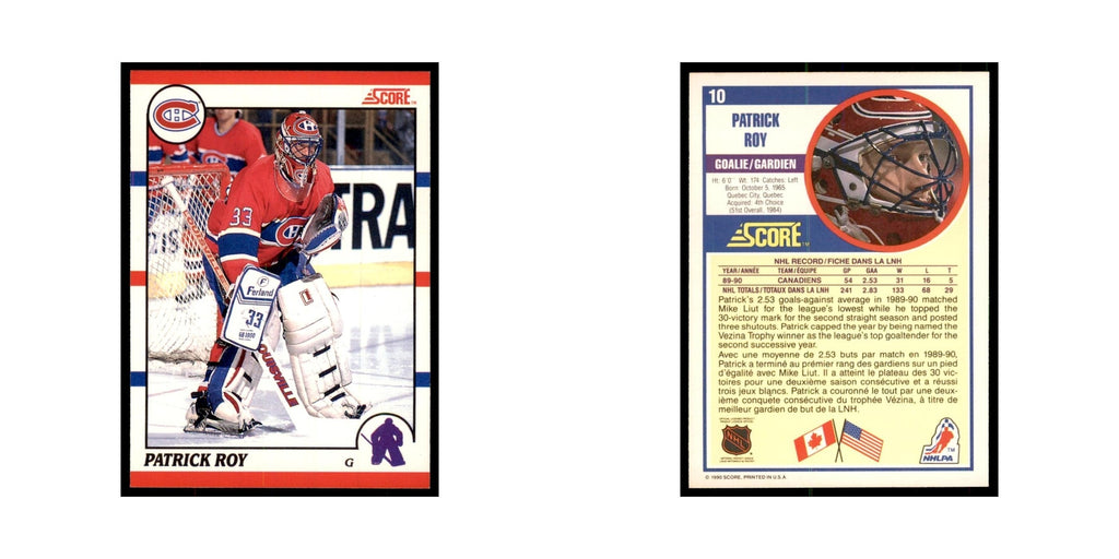 1990 Score Canadian Patrick Roy Hockey Cards #10