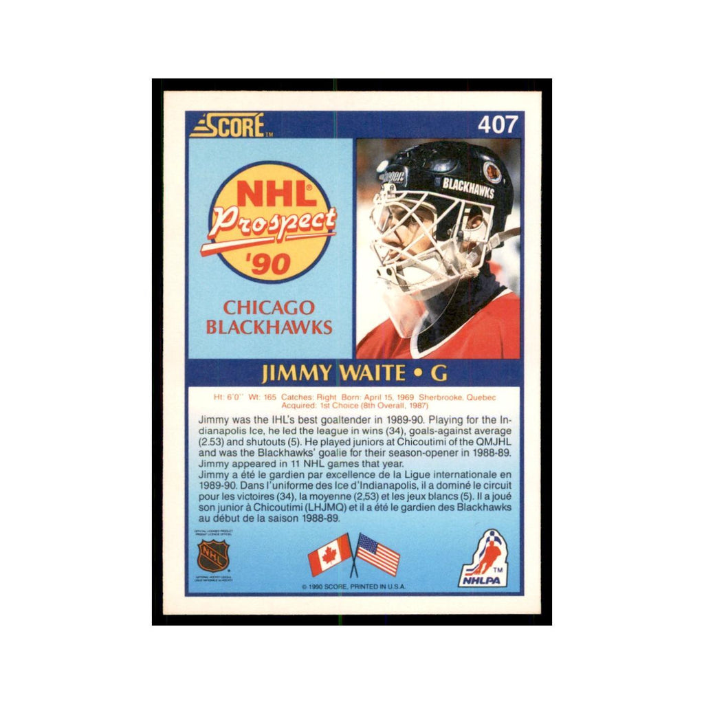 1990 Score Canadian Jimmy Waite Hockey Cards #407