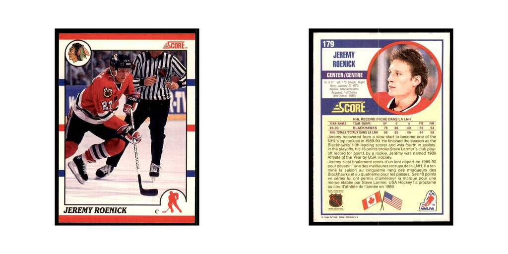 1990 Score Canadian Jeremy Roenick Hockey Cards #179