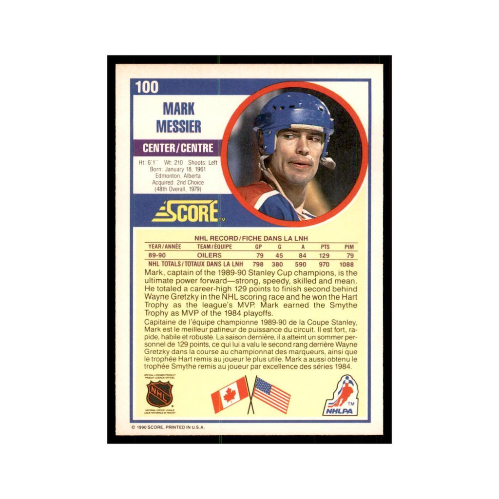 1990 Score Canadian Mark Messier Hockey Cards #100