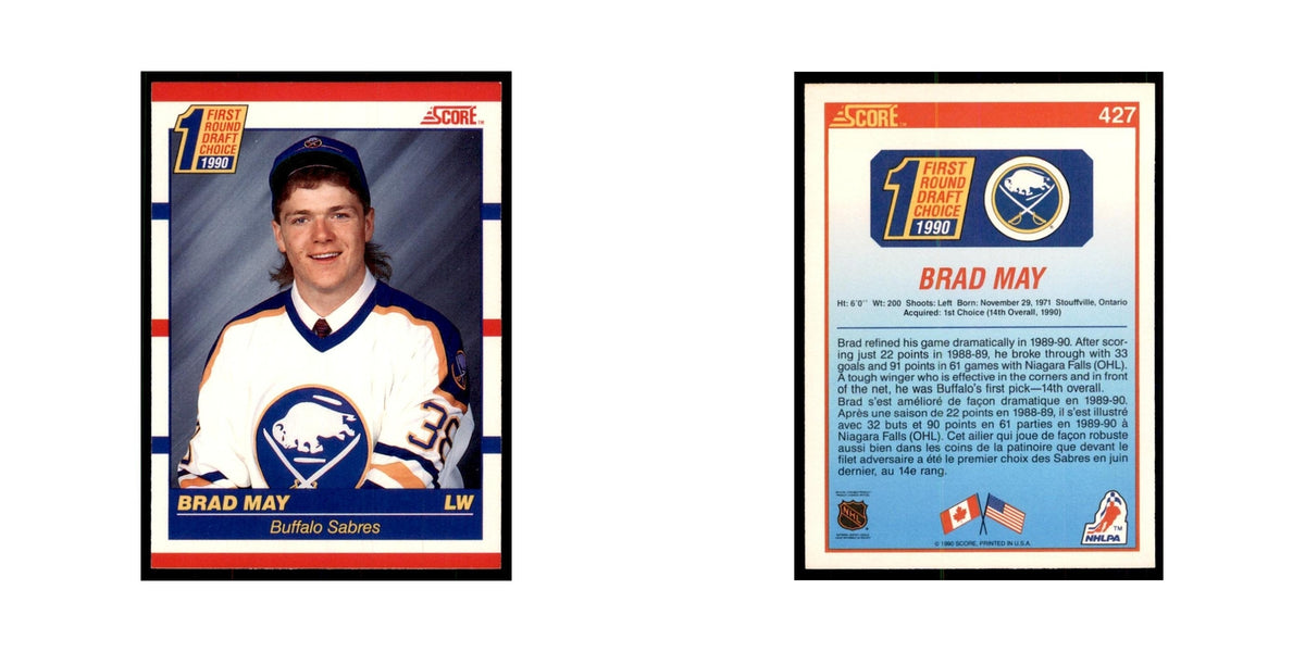 1990 Score Canadian Brad May Hockey Cards #427