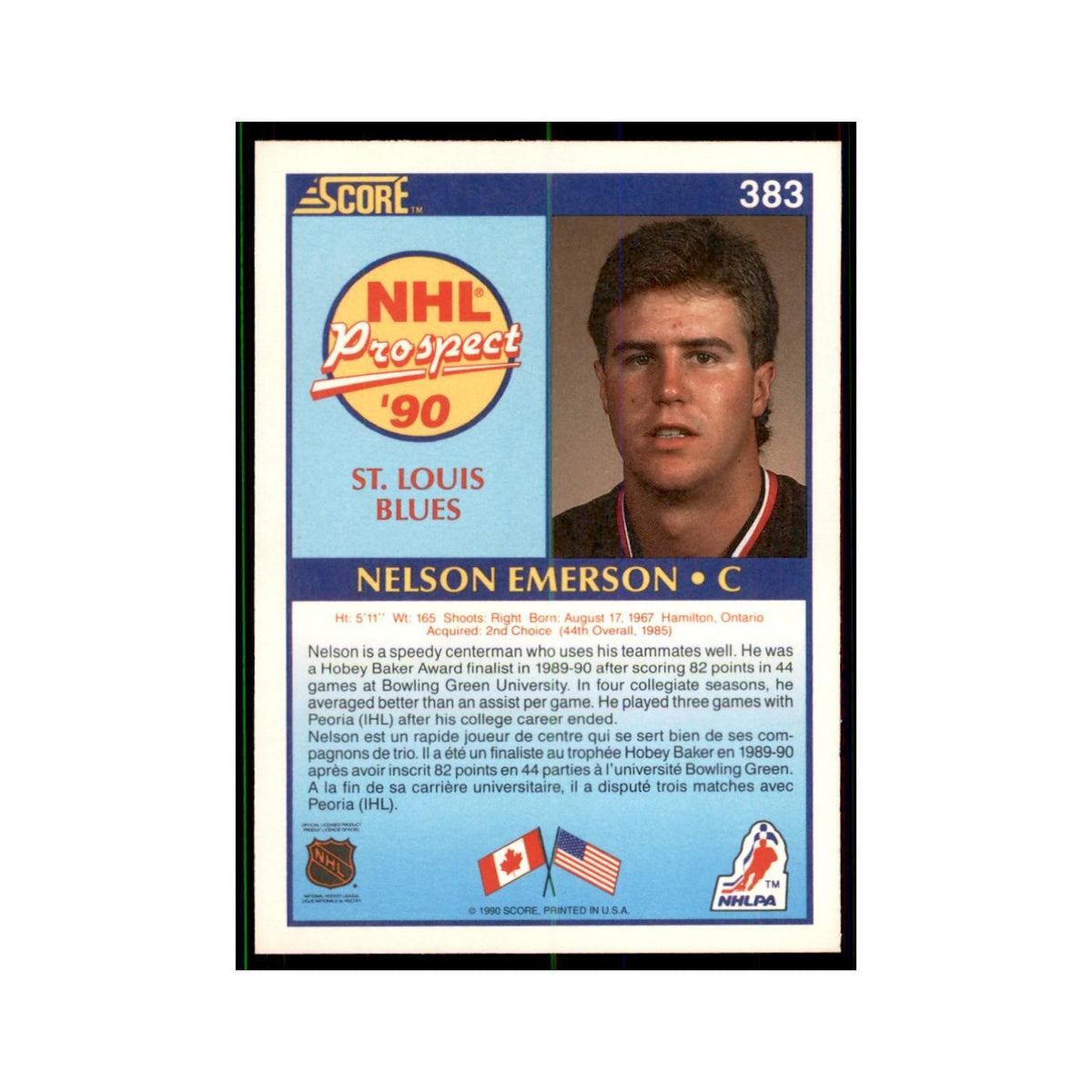 1990 Score Canadian Nelson Emerson Hockey Cards #383