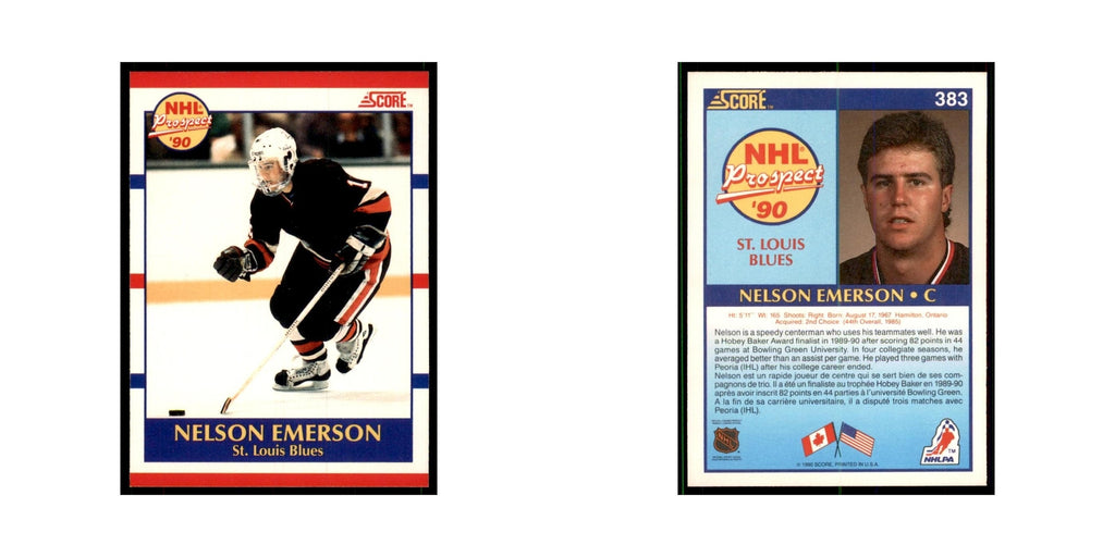 1990 Score Canadian Nelson Emerson Hockey Cards #383