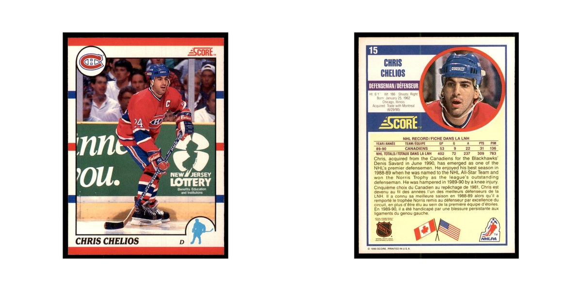 1990 Score Canadian Chris Chelios Hockey Cards #15