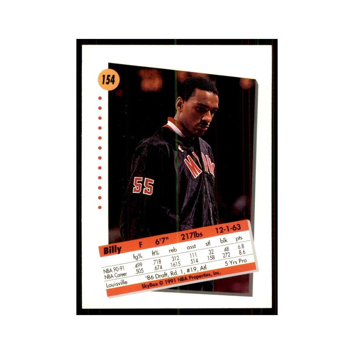 1991 SkyBox Billy Thompson Basketball Cards #154