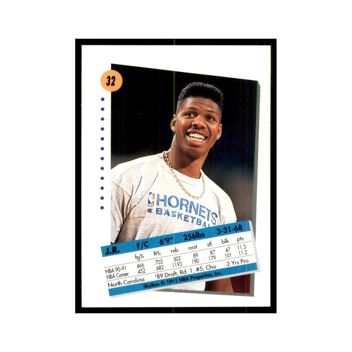 1991 SkyBox J.R. Reid Basketball Cards #32